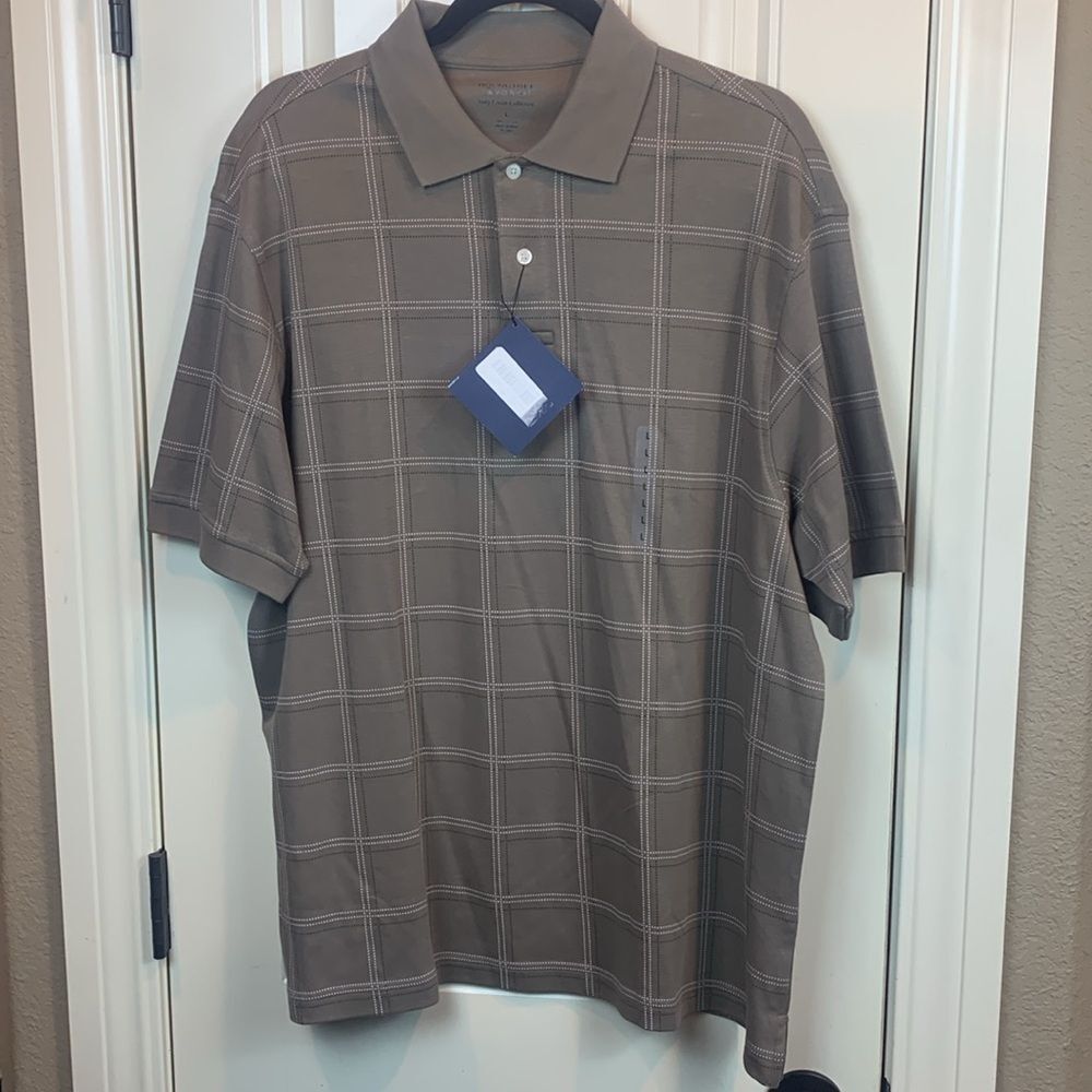Roundtree & Yorke Tan Khaki Polo, Large - NWOT